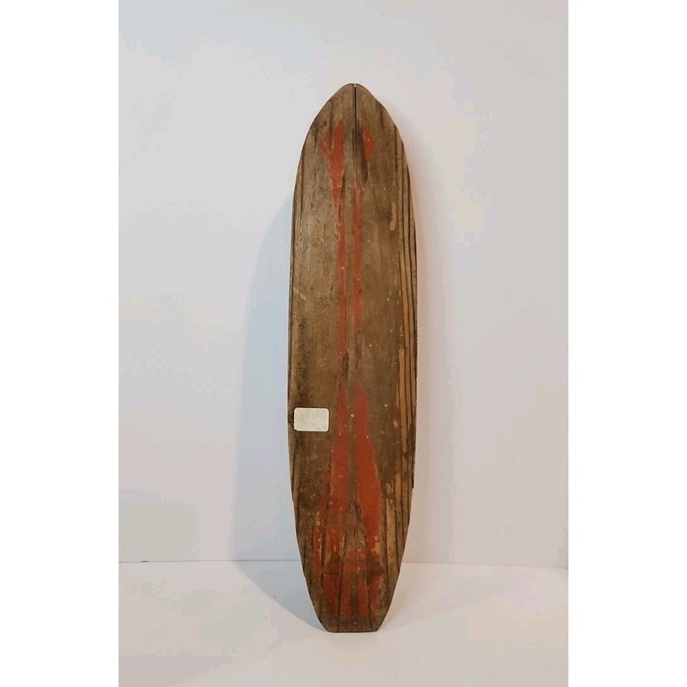 Vintage 1960s Wooden Skateboard GOOFY FOOT FW Texas Steel Wheel